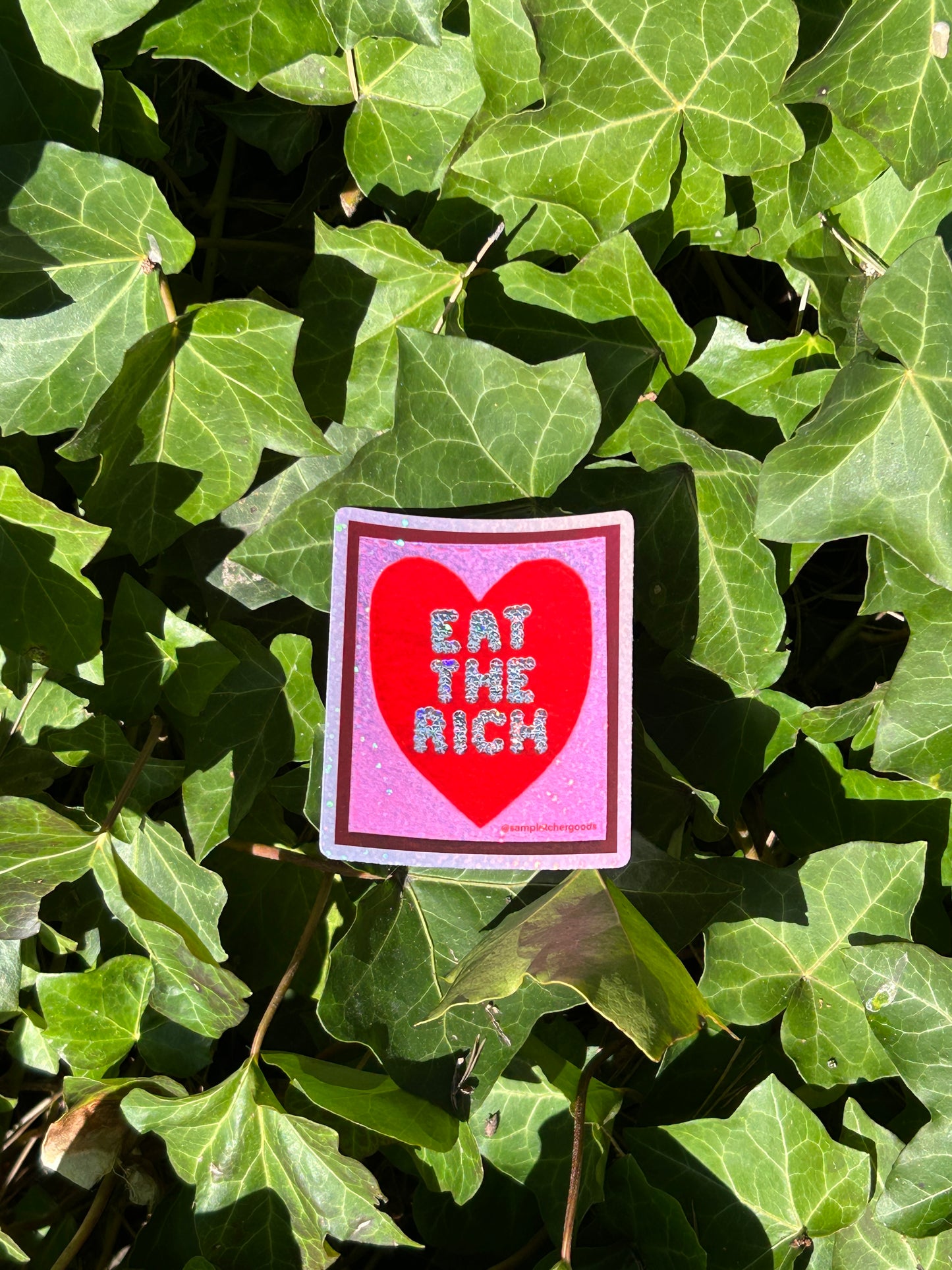 EAT THE RICH ~ Sequin Patch Inspired Waterproof Holographic Sticker