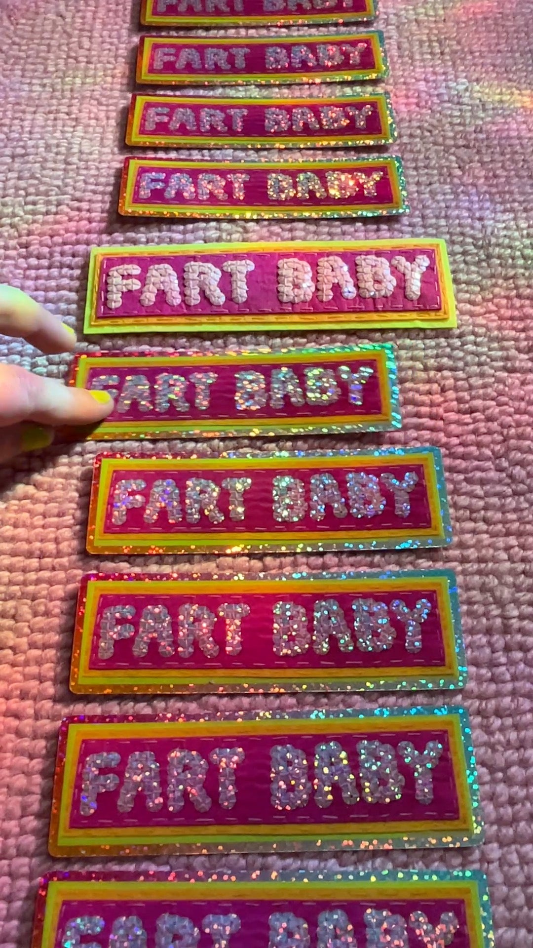 FART BABY ~ Sequin Patch Inspired Waterproof Holographic Sticker