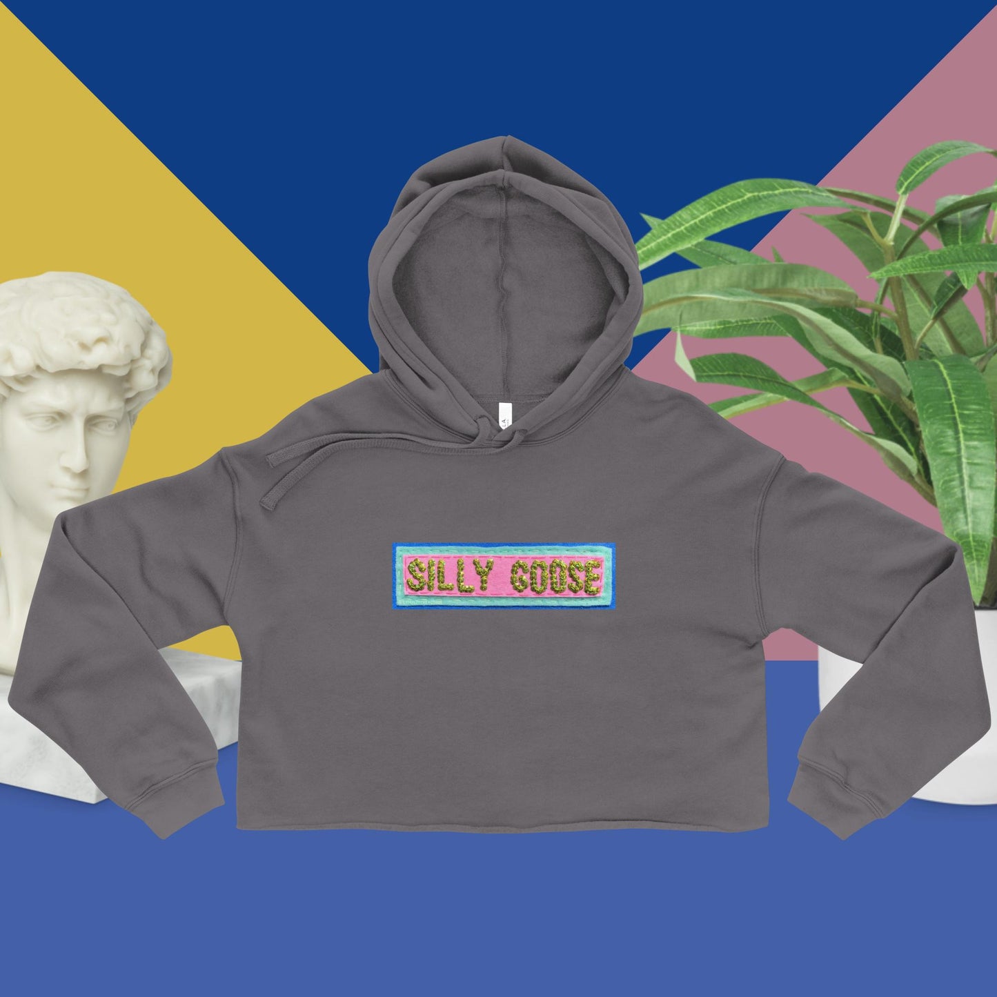 Silly Goose Crop Hoodie via Printful