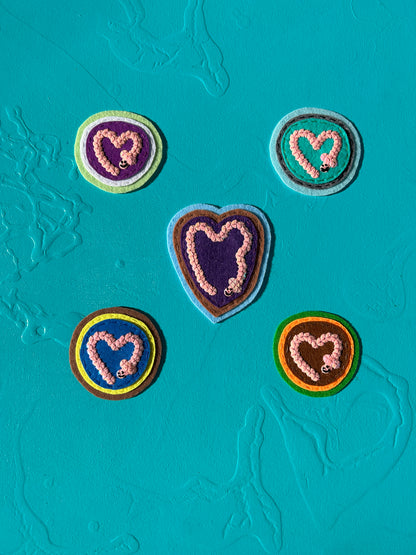 Worm Sequin Patches ~ Heart Shaped