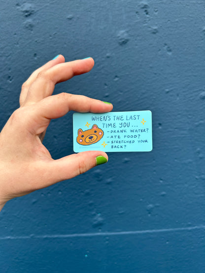 Self Care Check In with a Cute Bear Friend Sticker ~ Waterproof Vinyl Sticker