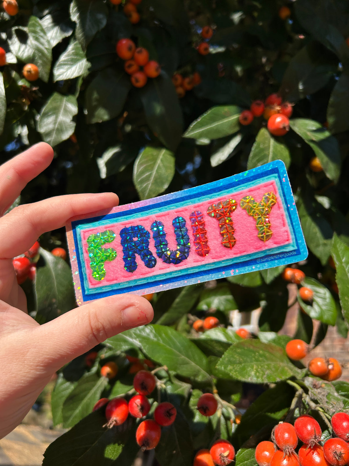 FRUITY ~ Sequin Patch Inspired Waterproof Holographic Sticker