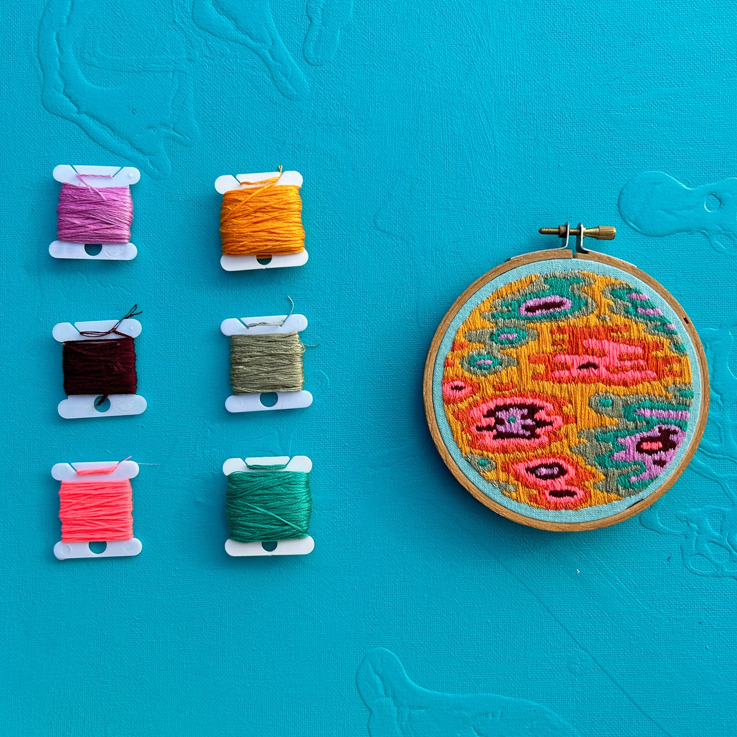 Small Tropical Colored Abstract Embroidery Hoop