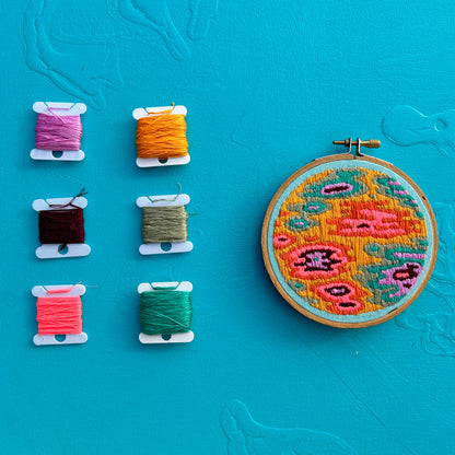 Small Tropical Colored Abstract Embroidery Hoop