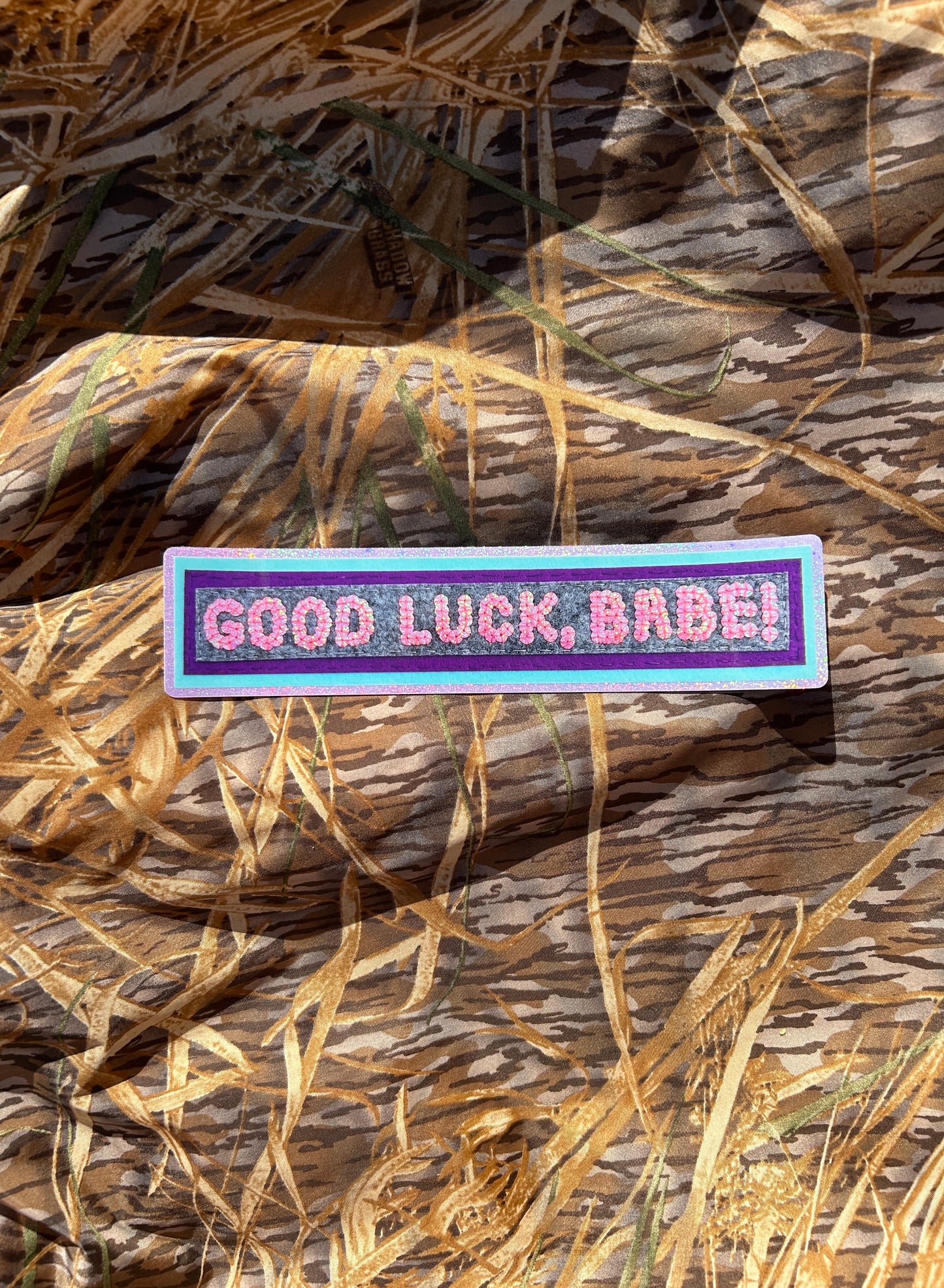 GOOD LUCK, BABE!  ~ Sequin Patch Inspired Waterproof Holographic Sticker