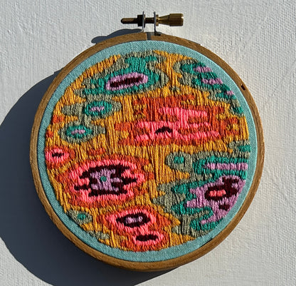 Small Tropical Colored Abstract Embroidery Hoop