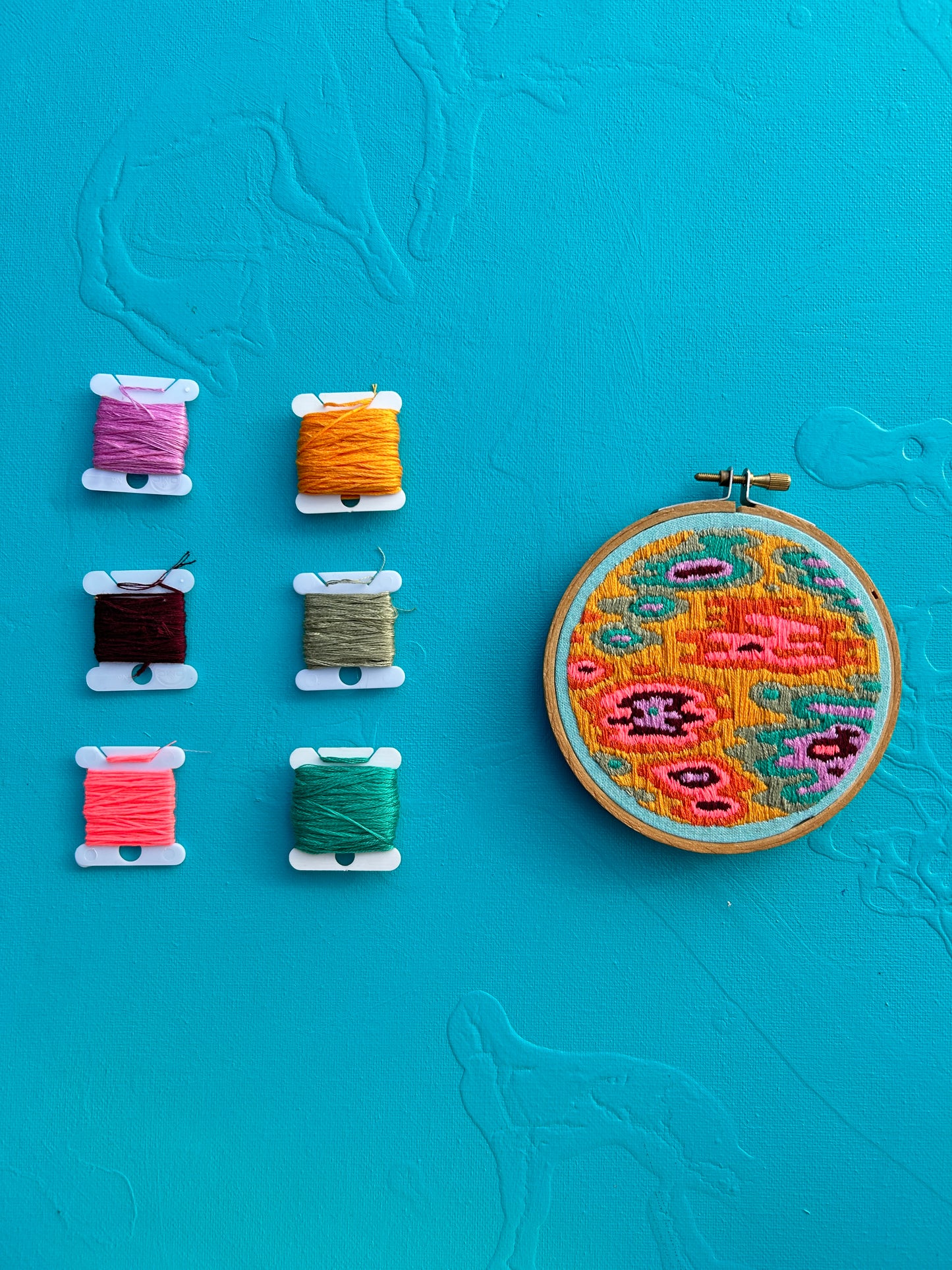 Small Tropical Colored Abstract Embroidery Hoop