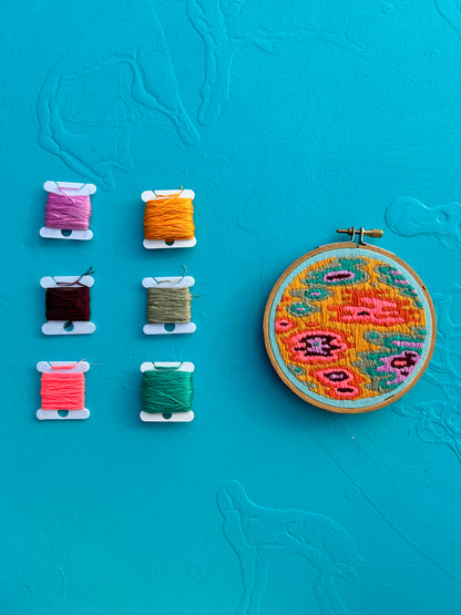 Small Tropical Colored Abstract Embroidery Hoop