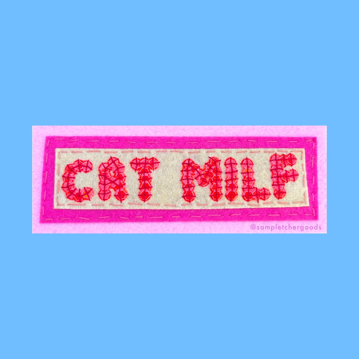 Cat MILF ~ Sequin Patch Inspired Waterproof Holographic Sticker