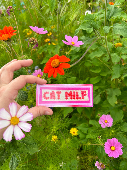 Cat MILF ~ Sequin Patch Inspired Waterproof Holographic Sticker