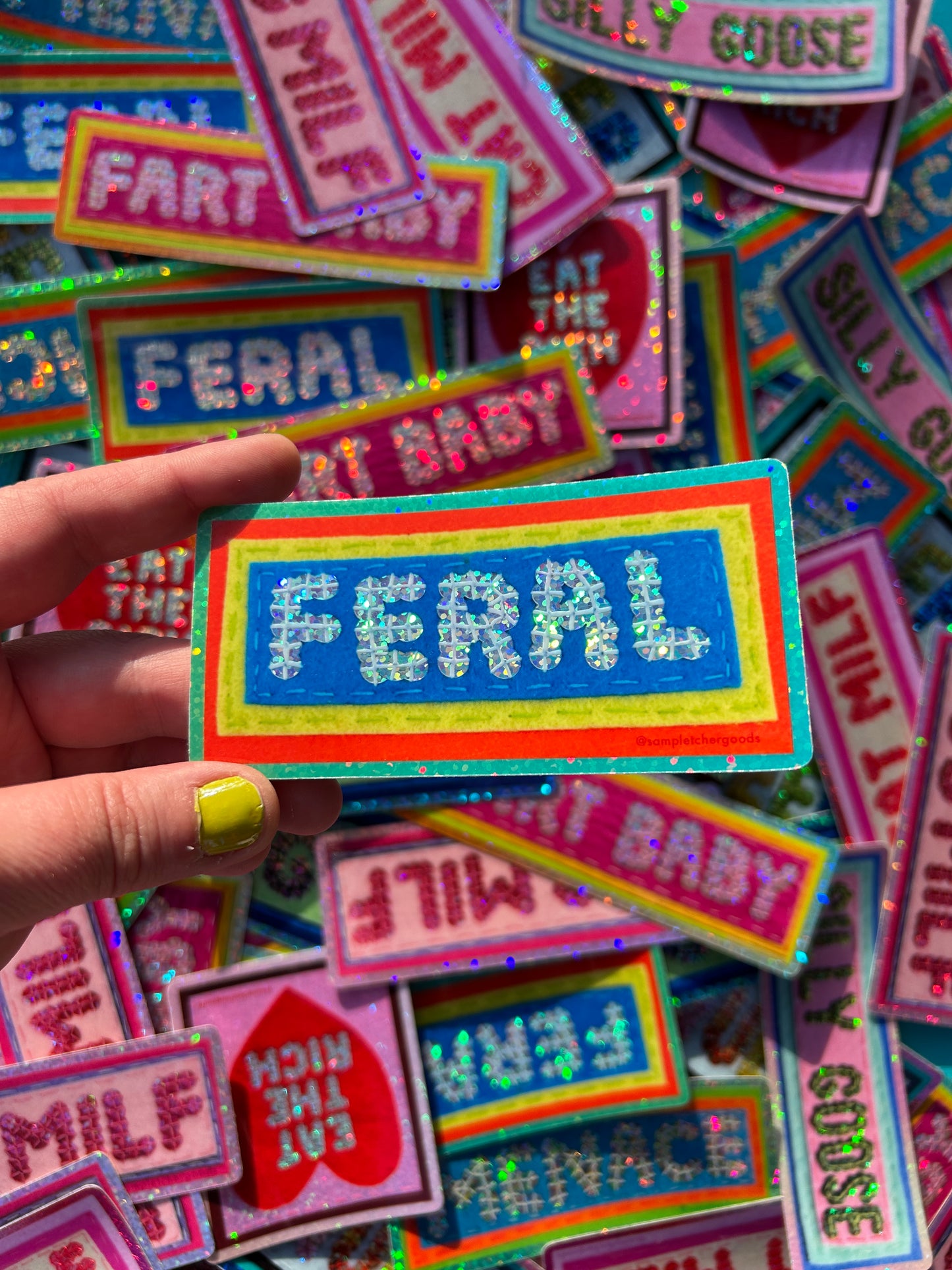 FERAL ~ Sequin Patch Inspired Waterproof Holographic Sticker