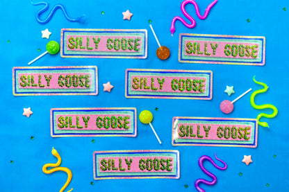 Silly Goose Sticker ~ Sequin Patch Inspired Waterproof Holographic Sticker