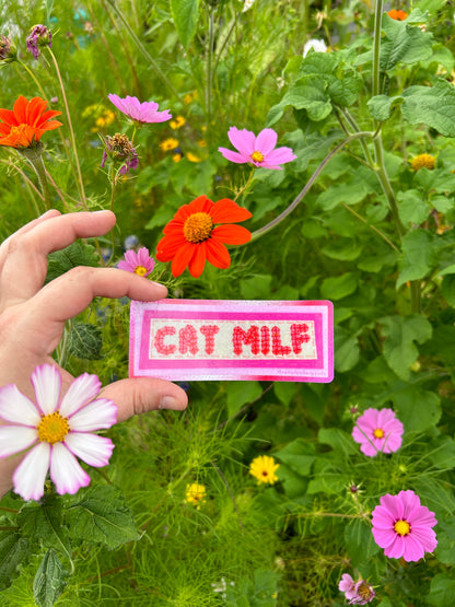 Cat MILF ~ Sequin Patch Inspired Waterproof Holographic Sticker