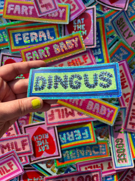 DINGUS ~ Sequin Patch Inspired Waterproof Holographic Sticker