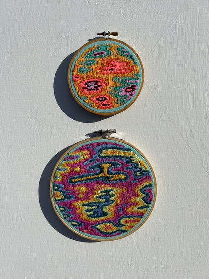 Large Colorful Abstract Embroidery Hoop