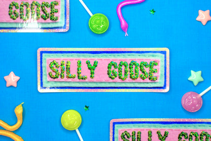 Silly Goose Sticker ~ Sequin Patch Inspired Waterproof Holographic Sticker