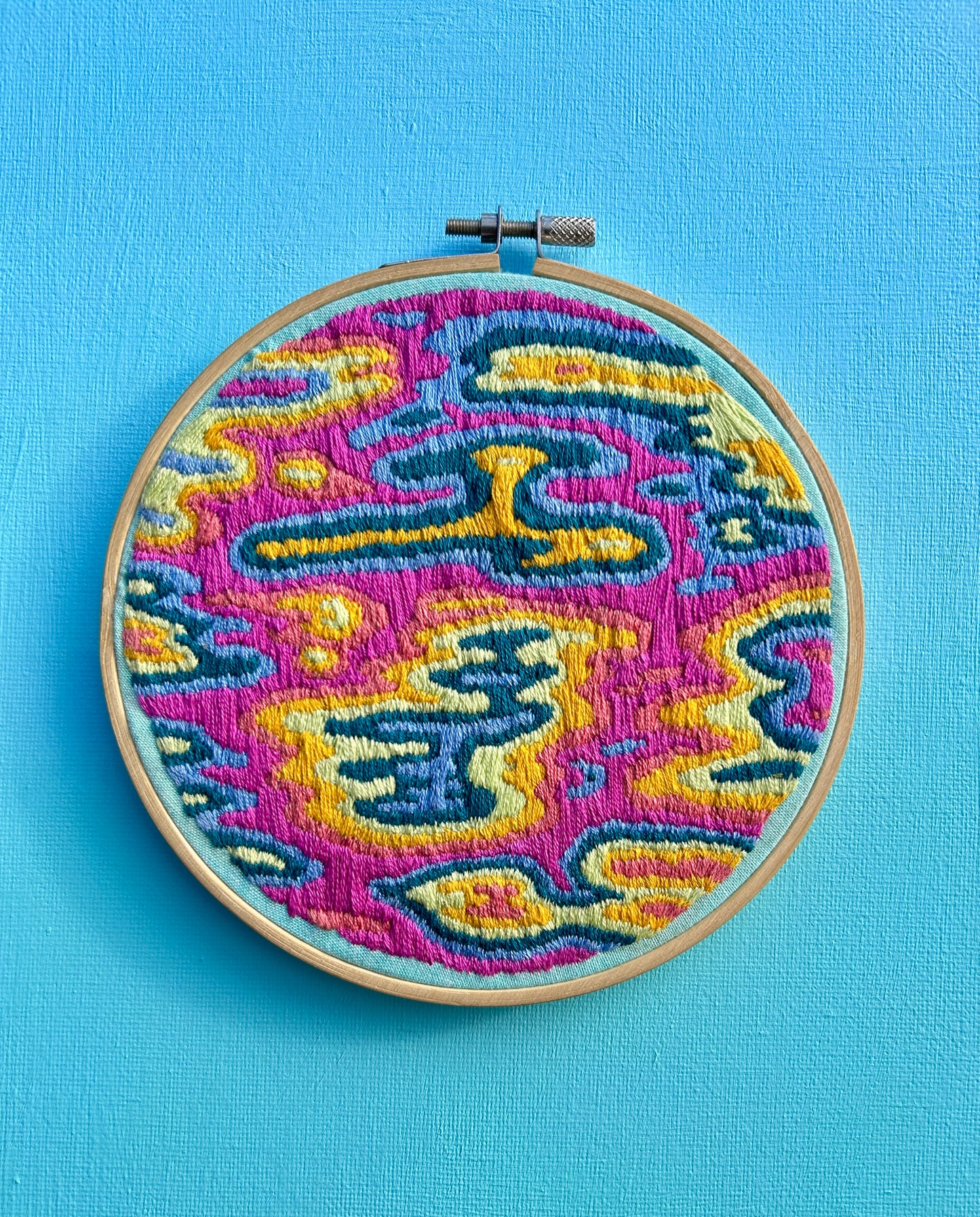 Large Colorful Abstract Embroidery Hoop