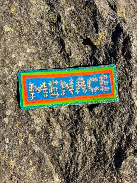 MENACE ~ Sequin Patch Inspired Waterproof Holographic Sticker
