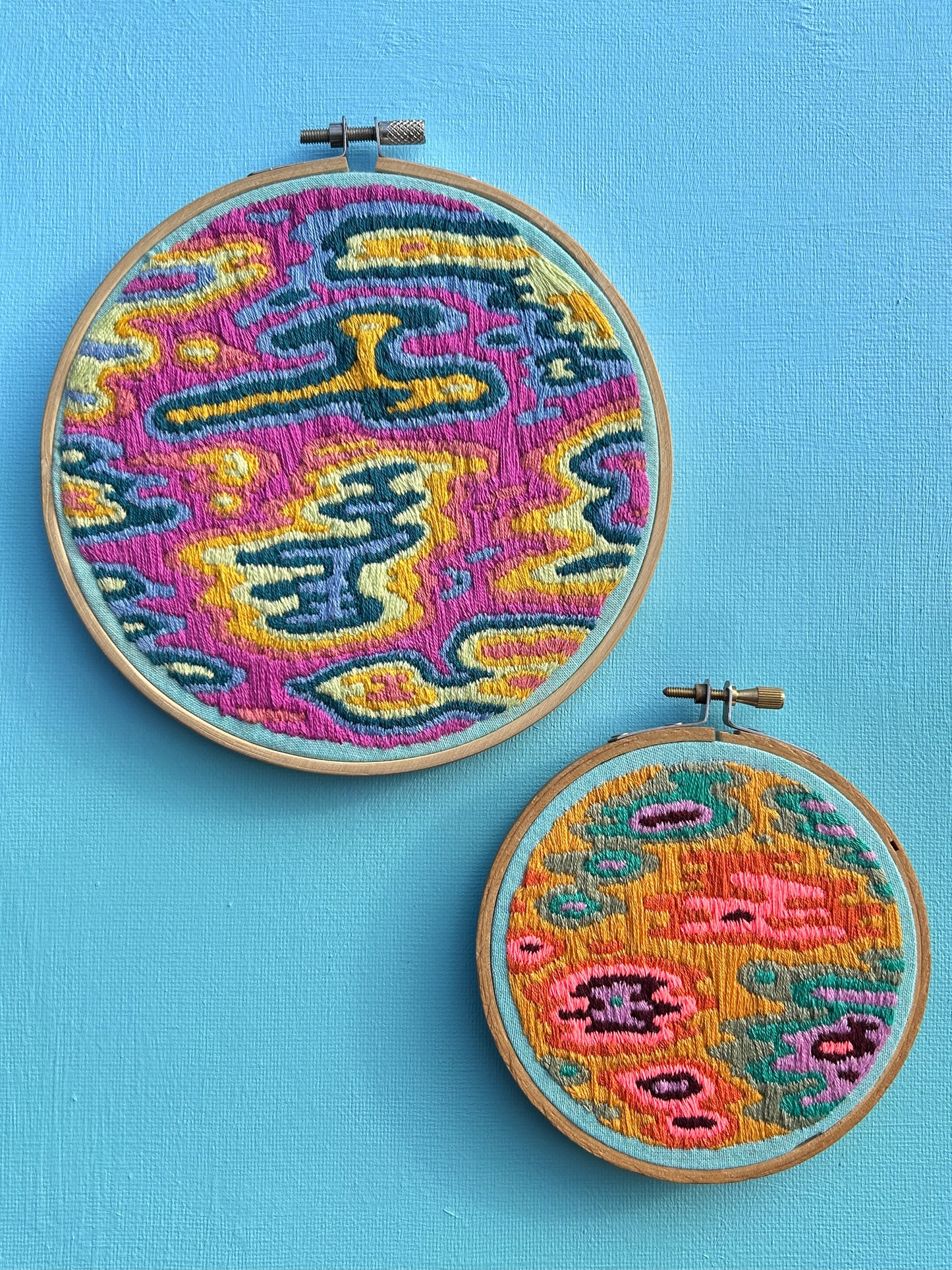 Large Colorful Abstract Embroidery Hoop