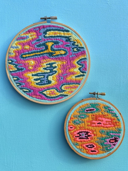 Large Colorful Abstract Embroidery Hoop