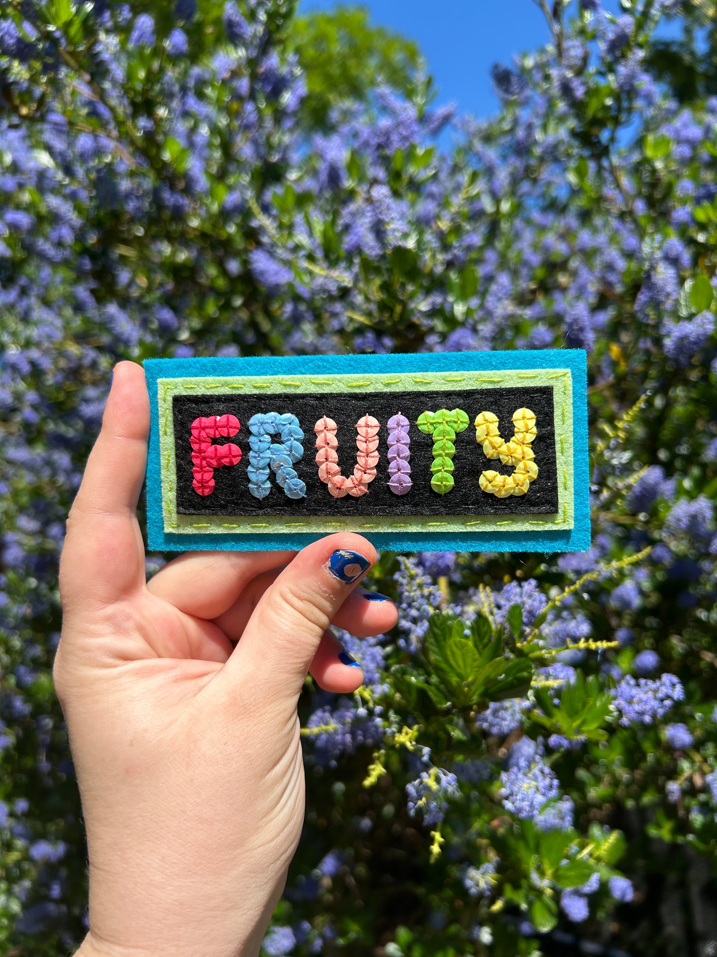 FRUITY hand sewn sequin peel and stick patch