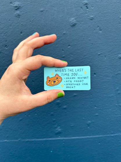 Self Care Check In with a Cute Bear Friend Sticker ~ Waterproof Vinyl Sticker