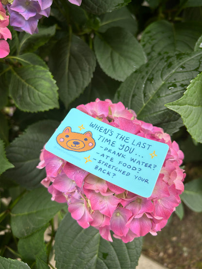 Self Care Check In with a Cute Bear Friend Sticker ~ Waterproof Vinyl Sticker