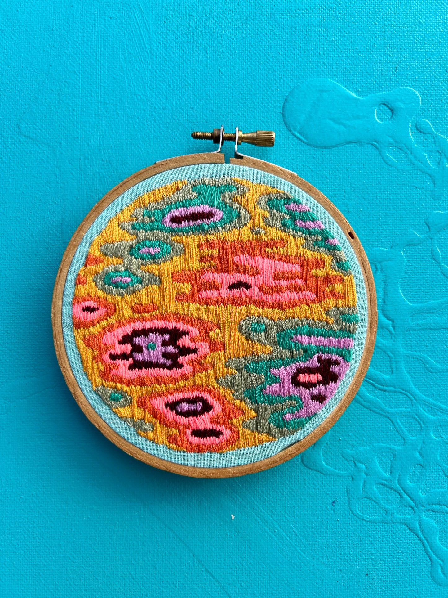 Small Tropical Colored Abstract Embroidery Hoop