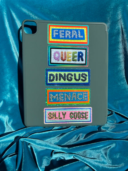 DINGUS ~ Sequin Patch Inspired Waterproof Holographic Sticker