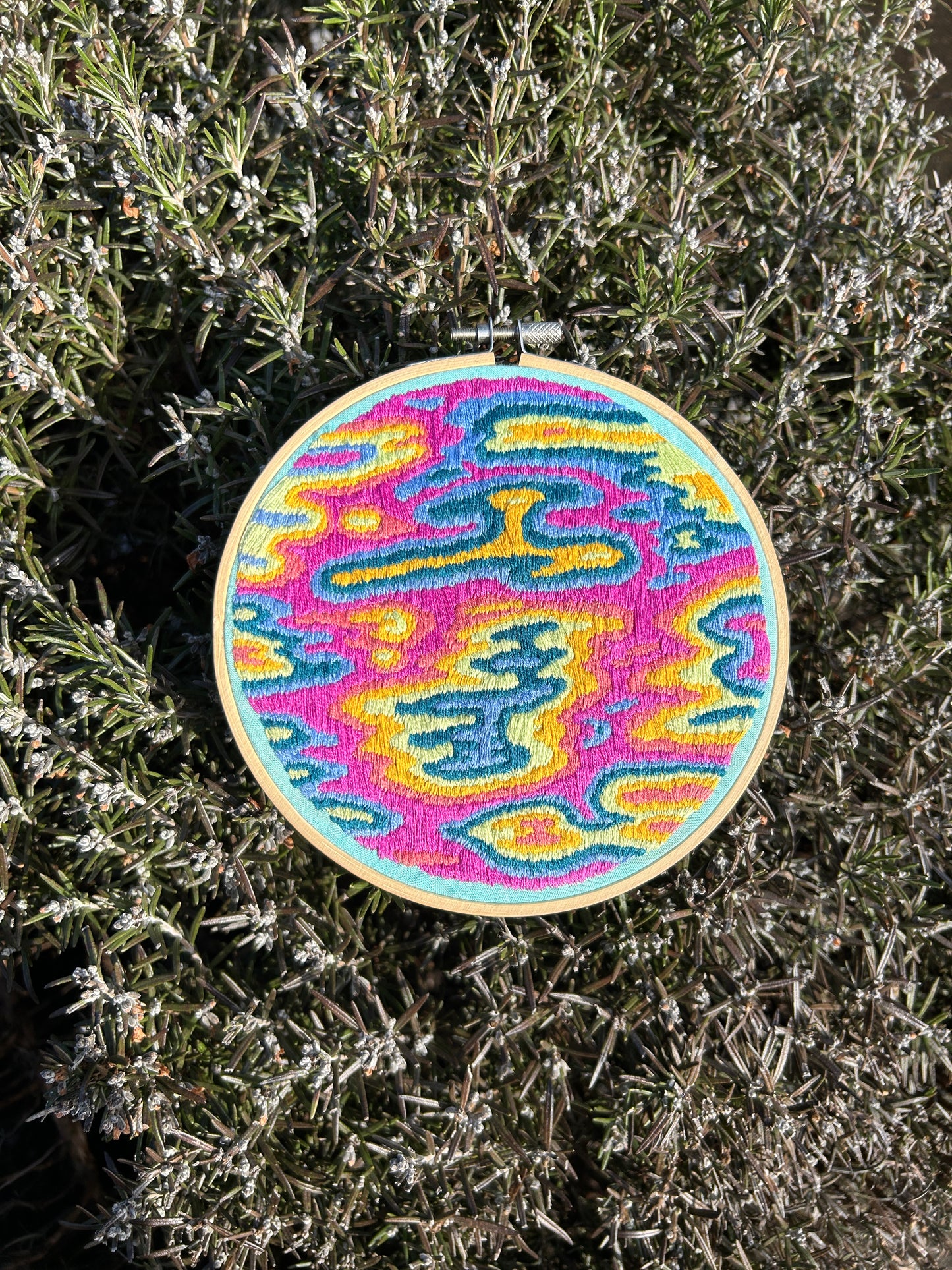 Large Colorful Abstract Embroidery Hoop