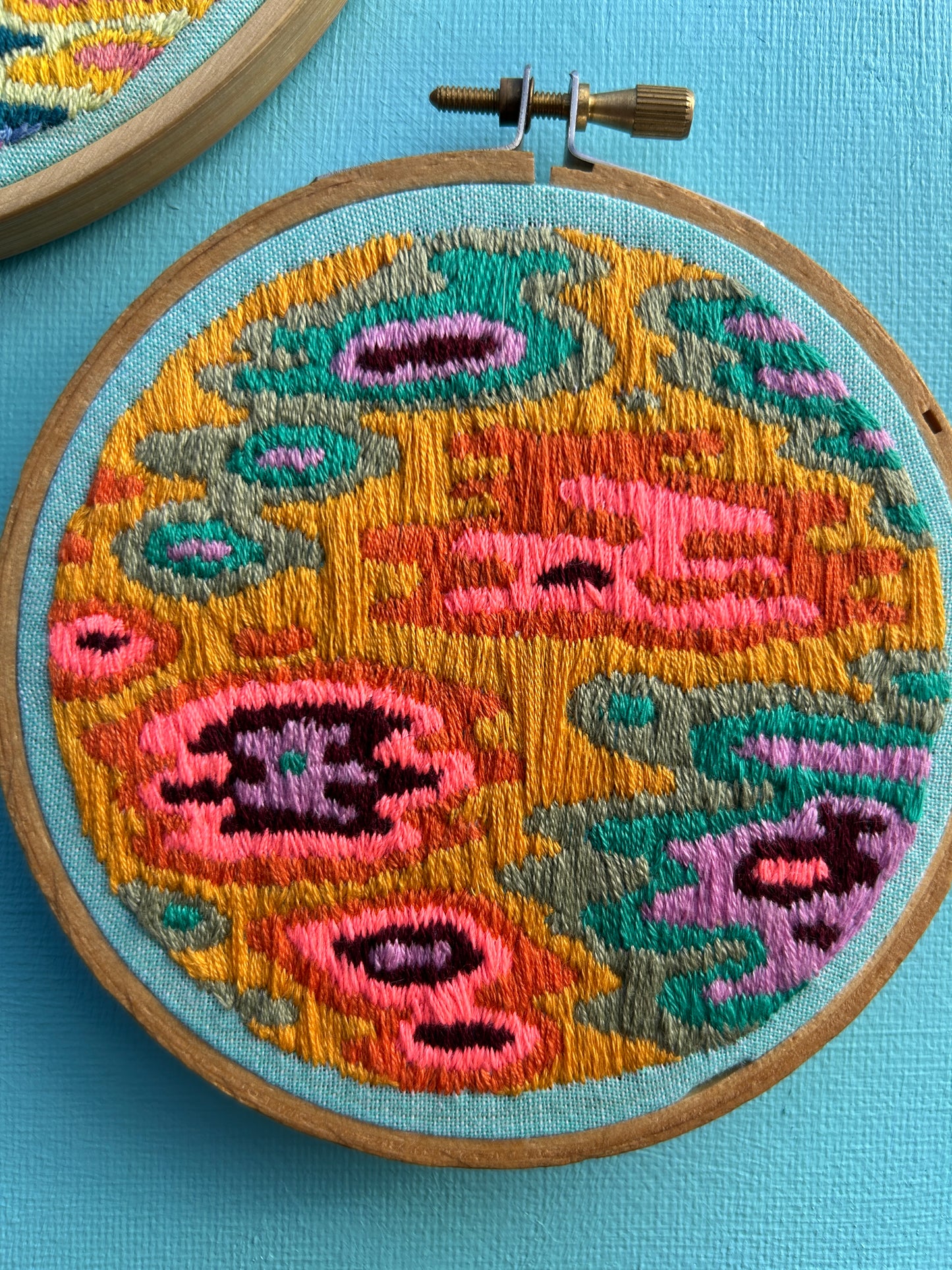 Small Tropical Colored Abstract Embroidery Hoop