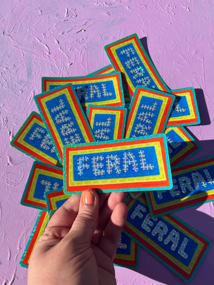 FERAL ~ Sequin Patch Inspired Waterproof Holographic Sticker