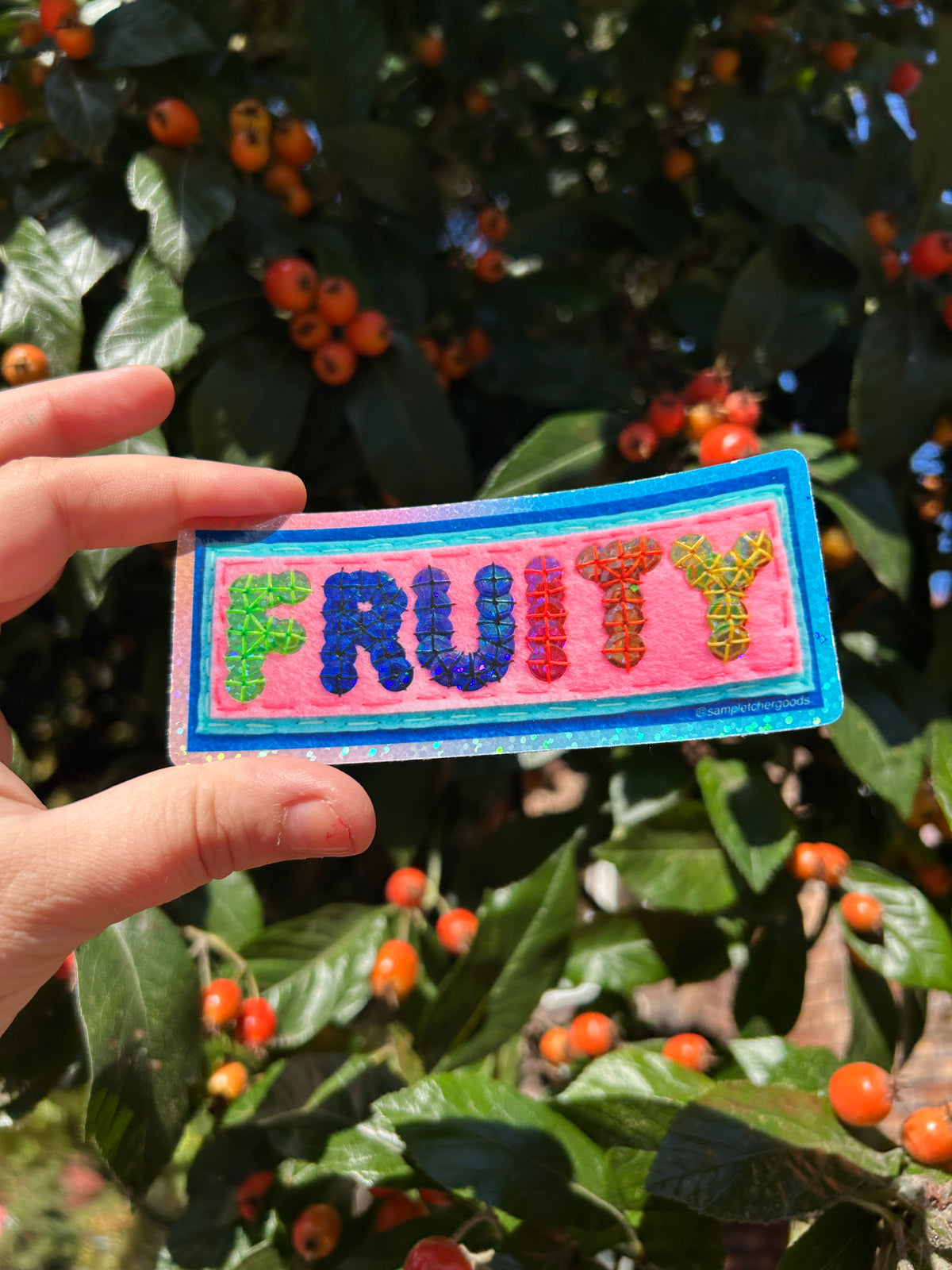 FRUITY ~ Sequin Patch Inspired Waterproof Holographic Sticker
