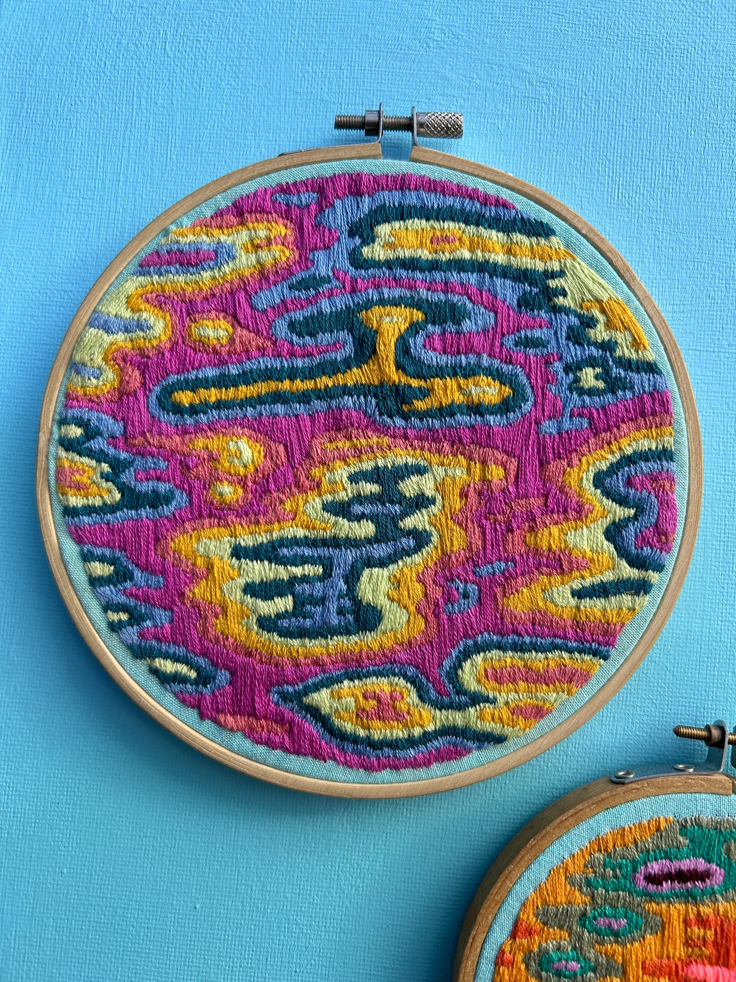 Large Colorful Abstract Embroidery Hoop