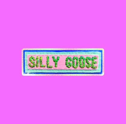 Silly Goose Sticker ~ Sequin Patch Inspired Waterproof Holographic Sticker