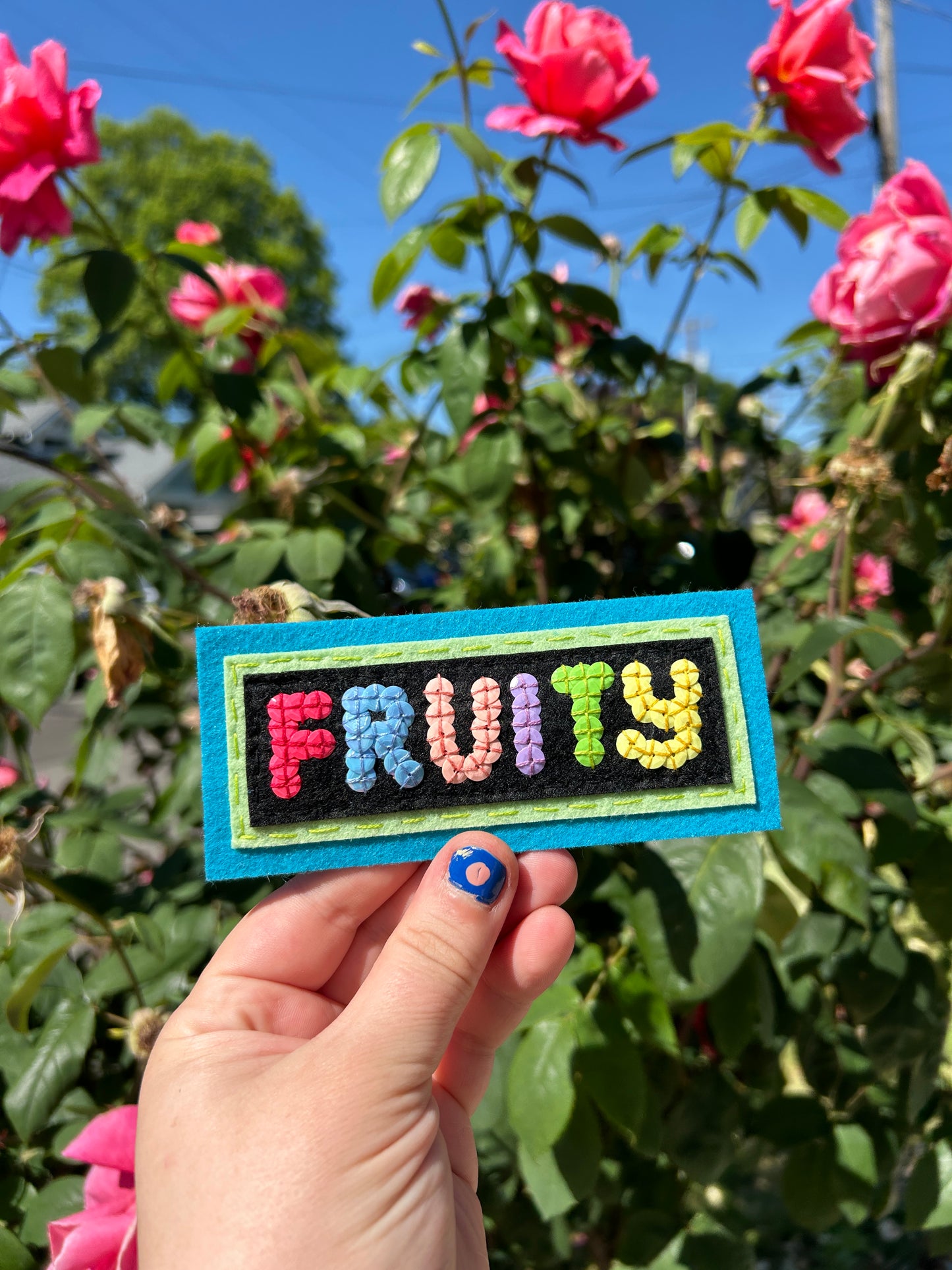 FRUITY hand sewn sequin peel and stick patch