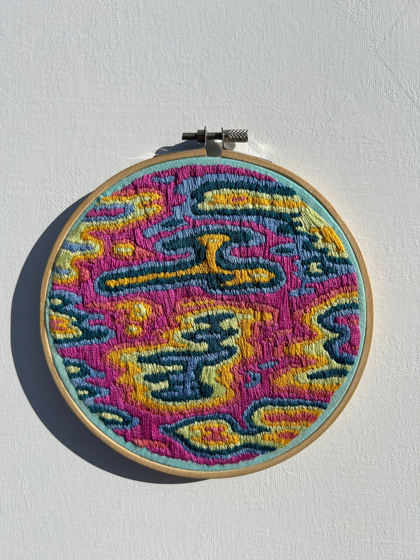 Large Colorful Abstract Embroidery Hoop