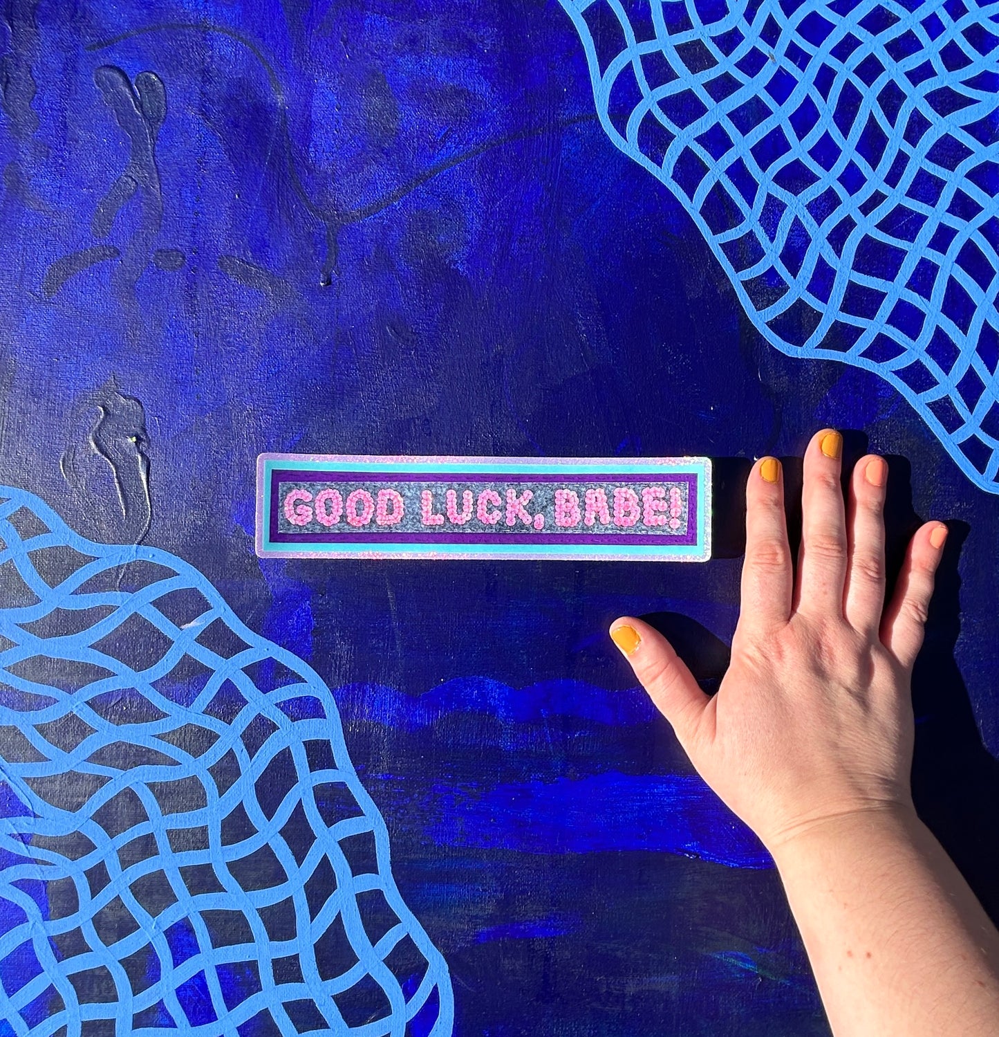 GOOD LUCK, BABE!  ~ Sequin Patch Inspired Waterproof Holographic Sticker