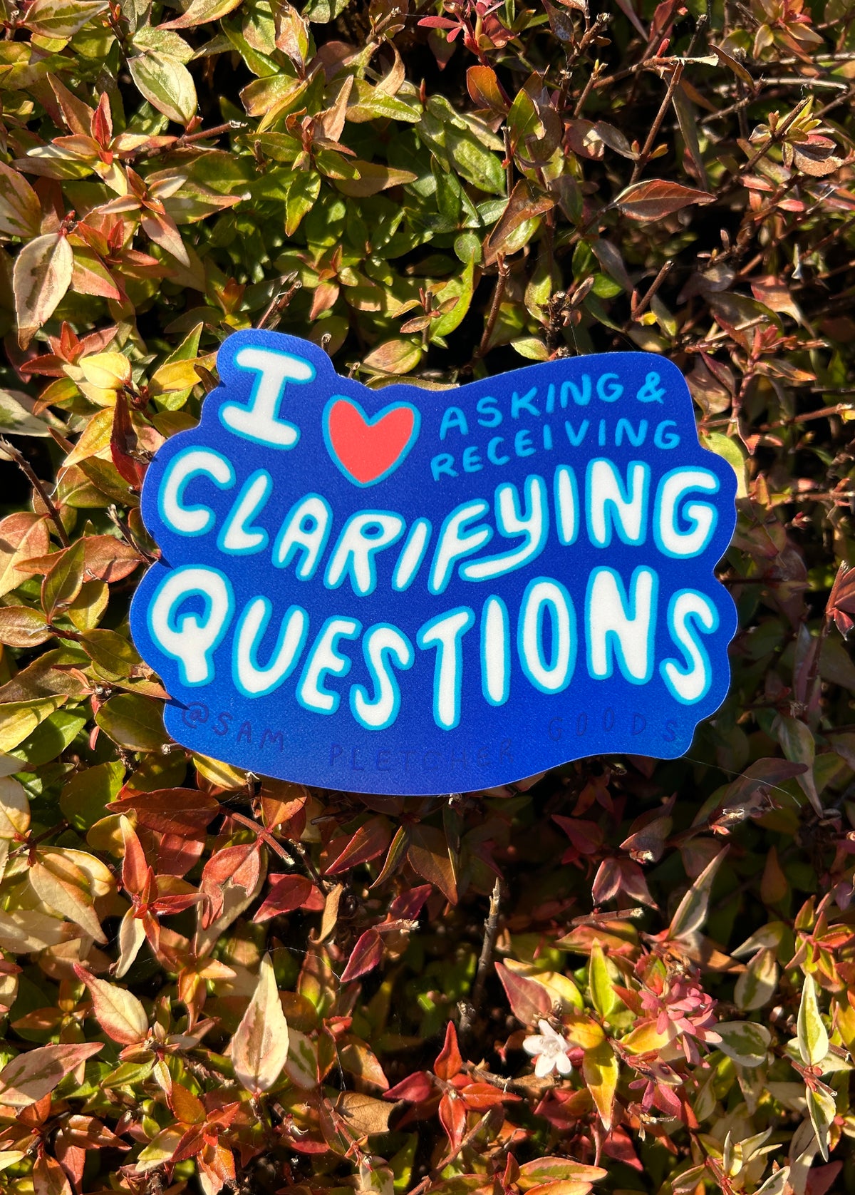 I Love Asking & Receiving Clarifying Questions ~ Waterproof Matte Holographic Vinyl Sticker