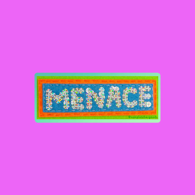 MENACE ~ Sequin Patch Inspired Waterproof Holographic Sticker