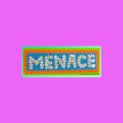 MENACE ~ Sequin Patch Inspired Waterproof Holographic Sticker