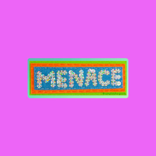 MENACE ~ Sequin Patch Inspired Waterproof Holographic Sticker