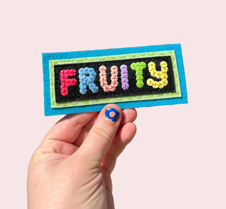 FRUITY hand sewn sequin peel and stick patch