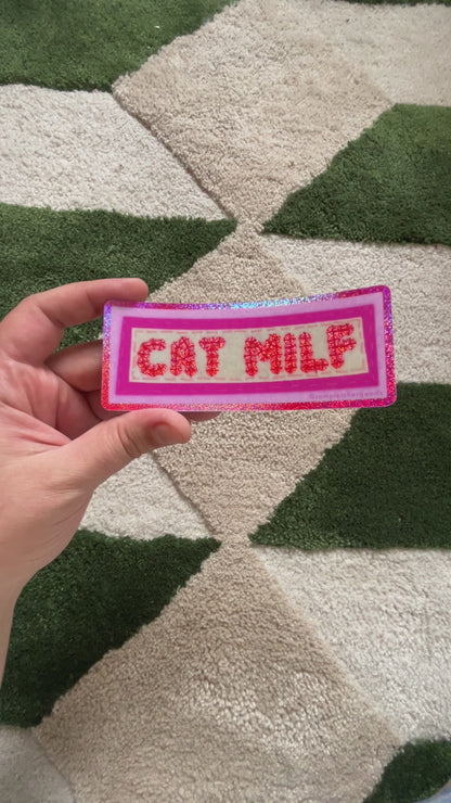 Cat MILF ~ Sequin Patch Inspired Waterproof Holographic Sticker